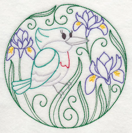 Green Kingfisher and Harmony Irises (Vintage) - Image 3