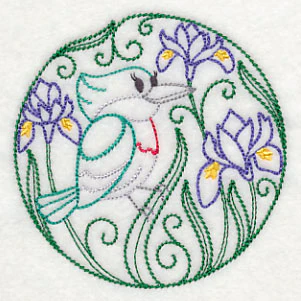 Green Kingfisher and Harmony Irises (Vintage) - Image 5
