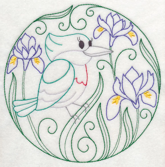 Green Kingfisher and Harmony Irises (Vintage) - Image 6