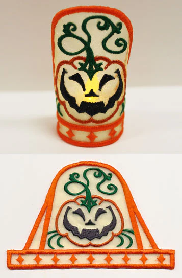 Grinning Pumpkin Tea Light Wrap (In-the-Hoop) - Image 3