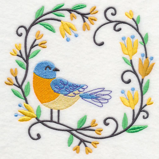 Happy Bluebird in Flowers - Image 2