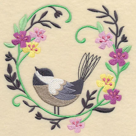 Happy Chickadee in Flowers - Image 3