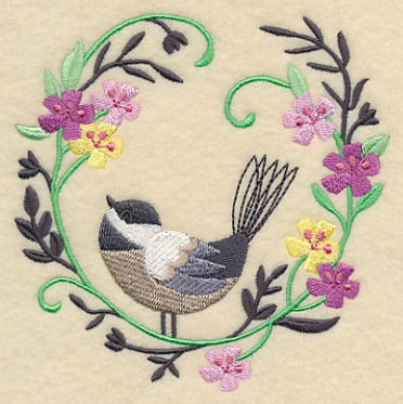 Happy Chickadee in Flowers - Image 4