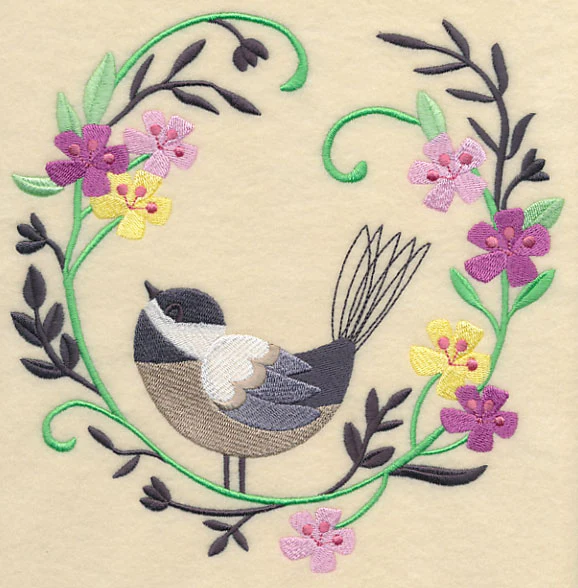 Happy Chickadee in Flowers - Image 6