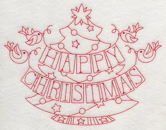 Happy Christmas Birds (Redwork)