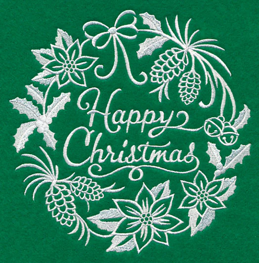 Happy Christmas Medallion (Whitework) - Image 2