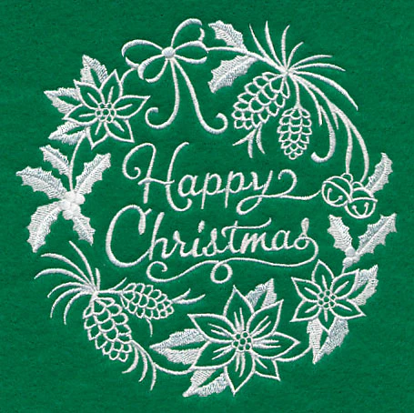 Happy Christmas Medallion (Whitework) - Image 3