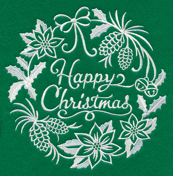 Happy Christmas Medallion (Whitework) - Image 5