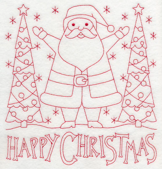 Happy Christmas Santa (Redwork) - Image 5