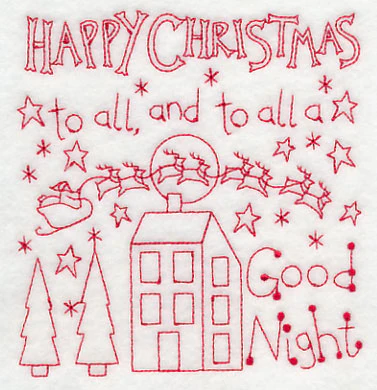 Happy Christmas to All (Redwork) - Image 4