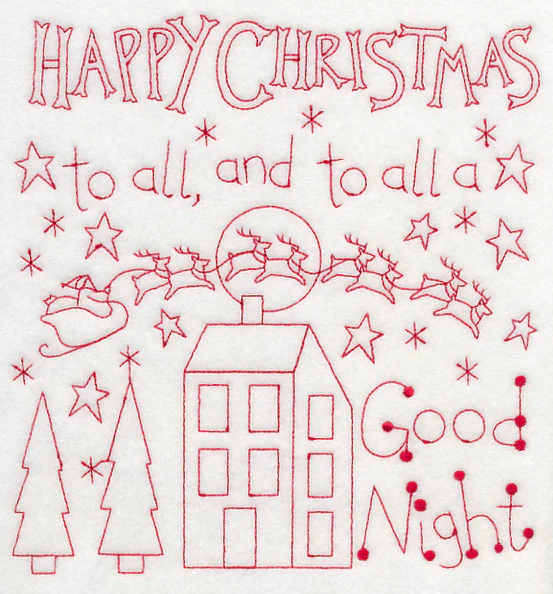 Happy Christmas to All (Redwork) - Image 5