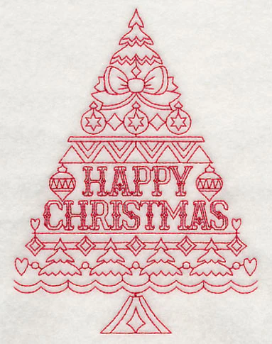 Happy Christmas Tree (Redwork) - Image 3