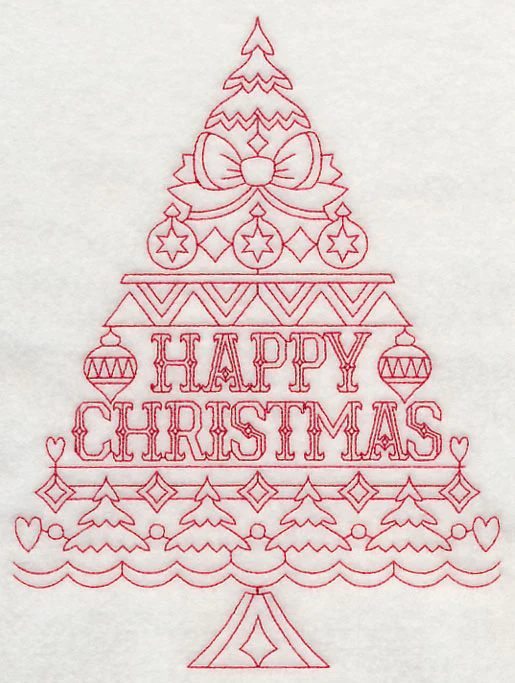 Happy Christmas Tree (Redwork) - Image 4