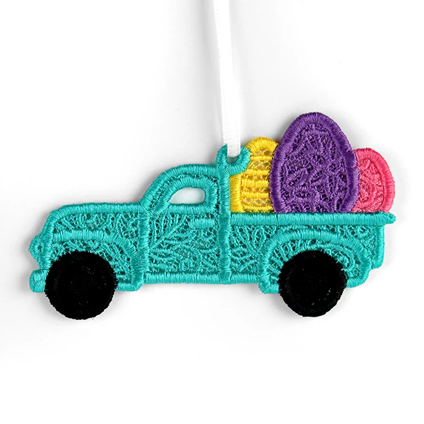 Happy Easter Eggs Retro Truck Ornament (Lace) - Image 5