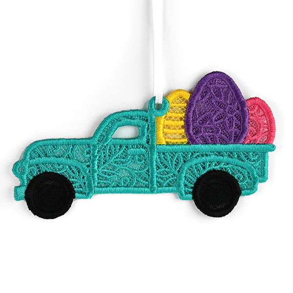 Happy Easter Eggs Retro Truck Ornament (Lace) - Image 7