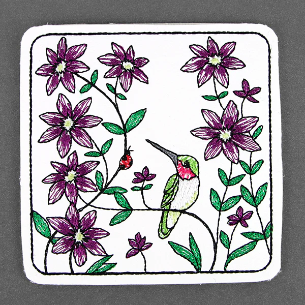 Happy Hummingbird Coaster (In-the-Hoop) - Image 3