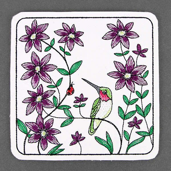 Happy Hummingbird Coaster (In-the-Hoop) - Image 5