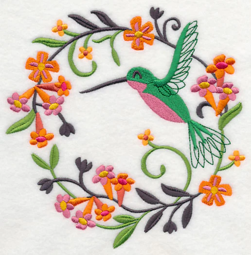 Happy Hummingbird in Flowers - Image 2