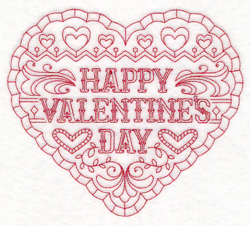 Happy Valentine's Day (Redwork) - Image 2