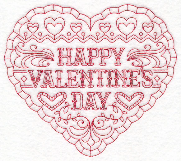 Happy Valentine's Day (Redwork) - Image 4