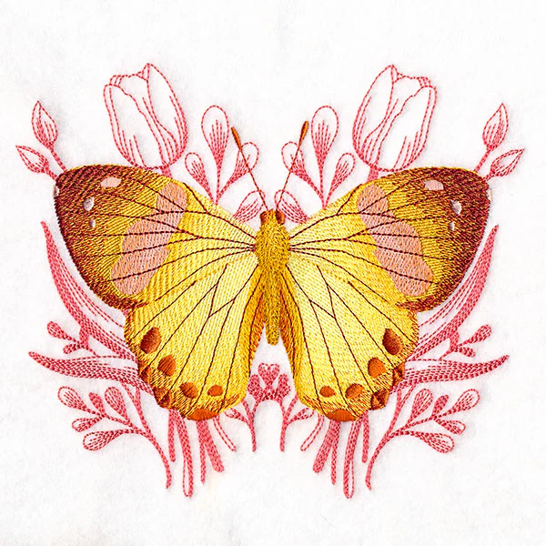 Harlequin Metalmark Butterfly and Tulips - Image 2