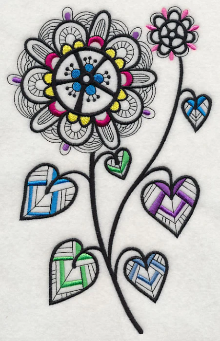 Hearts and Blossoms (Blackwork) - Image 2
