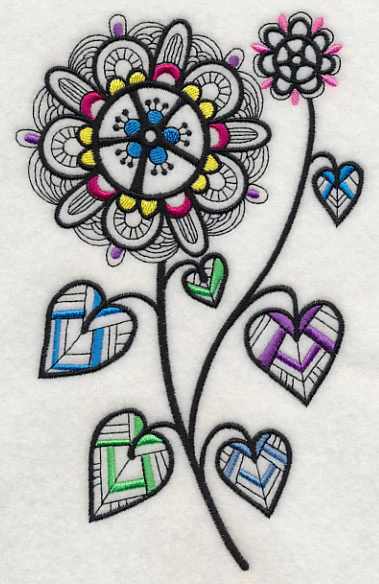 Hearts and Blossoms (Blackwork) - Image 3