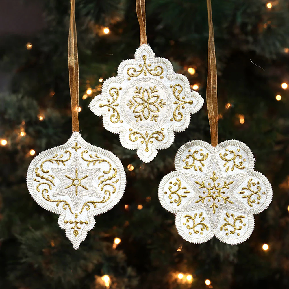 Heirloom Applique Christmas Diamond Ornament (In-the-Hoop) - Image 3