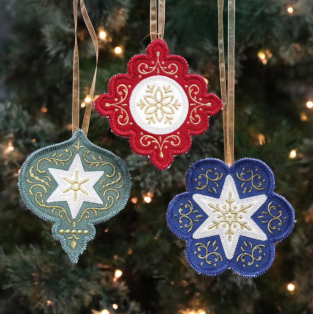Heirloom Applique Christmas Diamond Ornament (In-the-Hoop) - Image 4