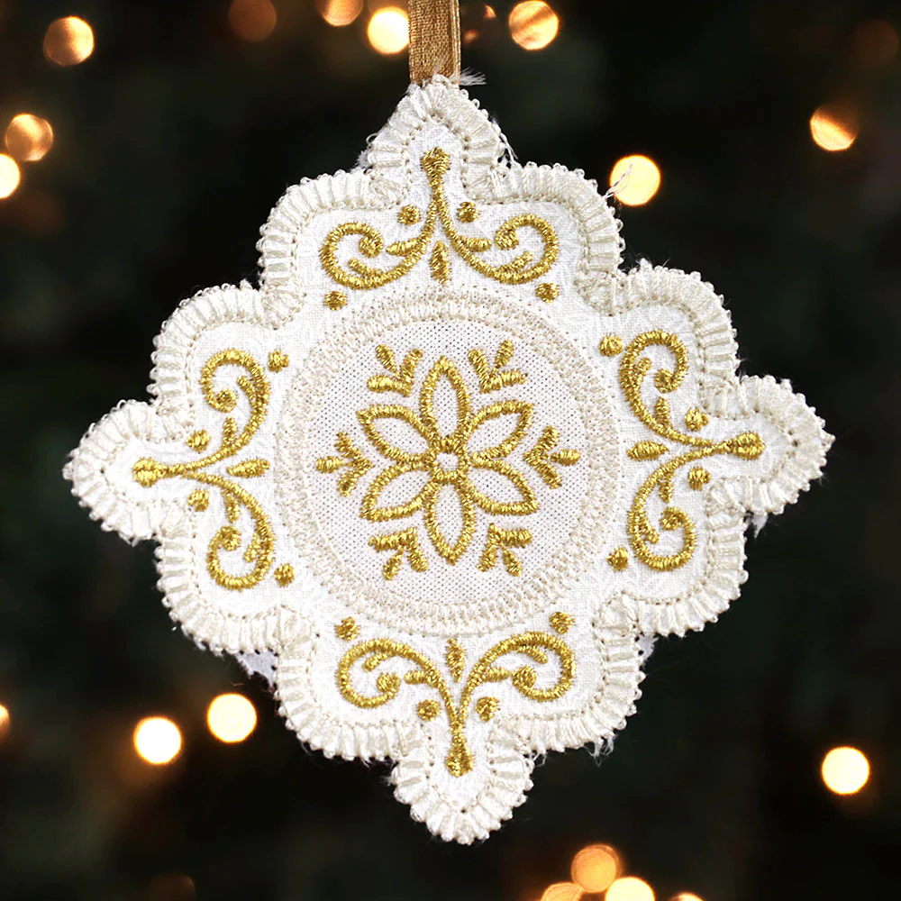 Heirloom Applique Christmas Diamond Ornament (In-the-Hoop) - Image 5