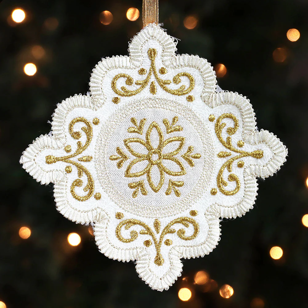 Heirloom Applique Christmas Diamond Ornament (In-the-Hoop) - Image 6