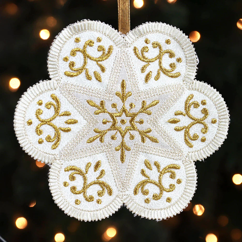 Heirloom Applique Christmas Flower Ornament (In-the-Hoop) - Image 6