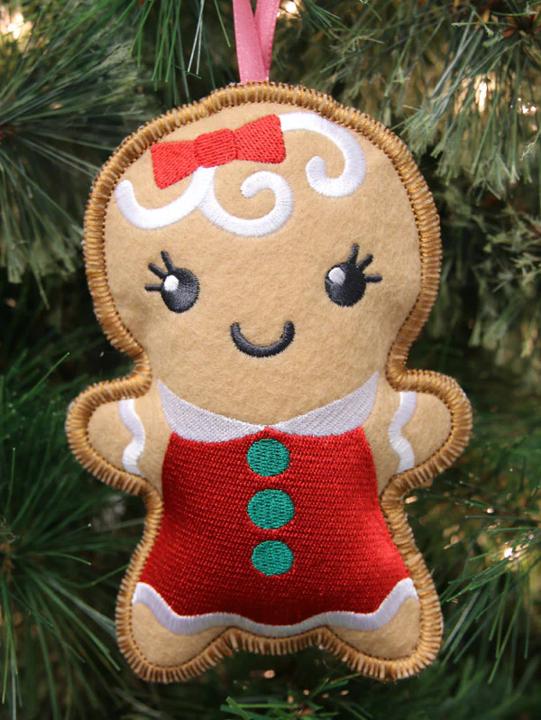 Heirloom Christmas Ornament - Gingerbread Girl (In-the-Hoop) - Image 3
