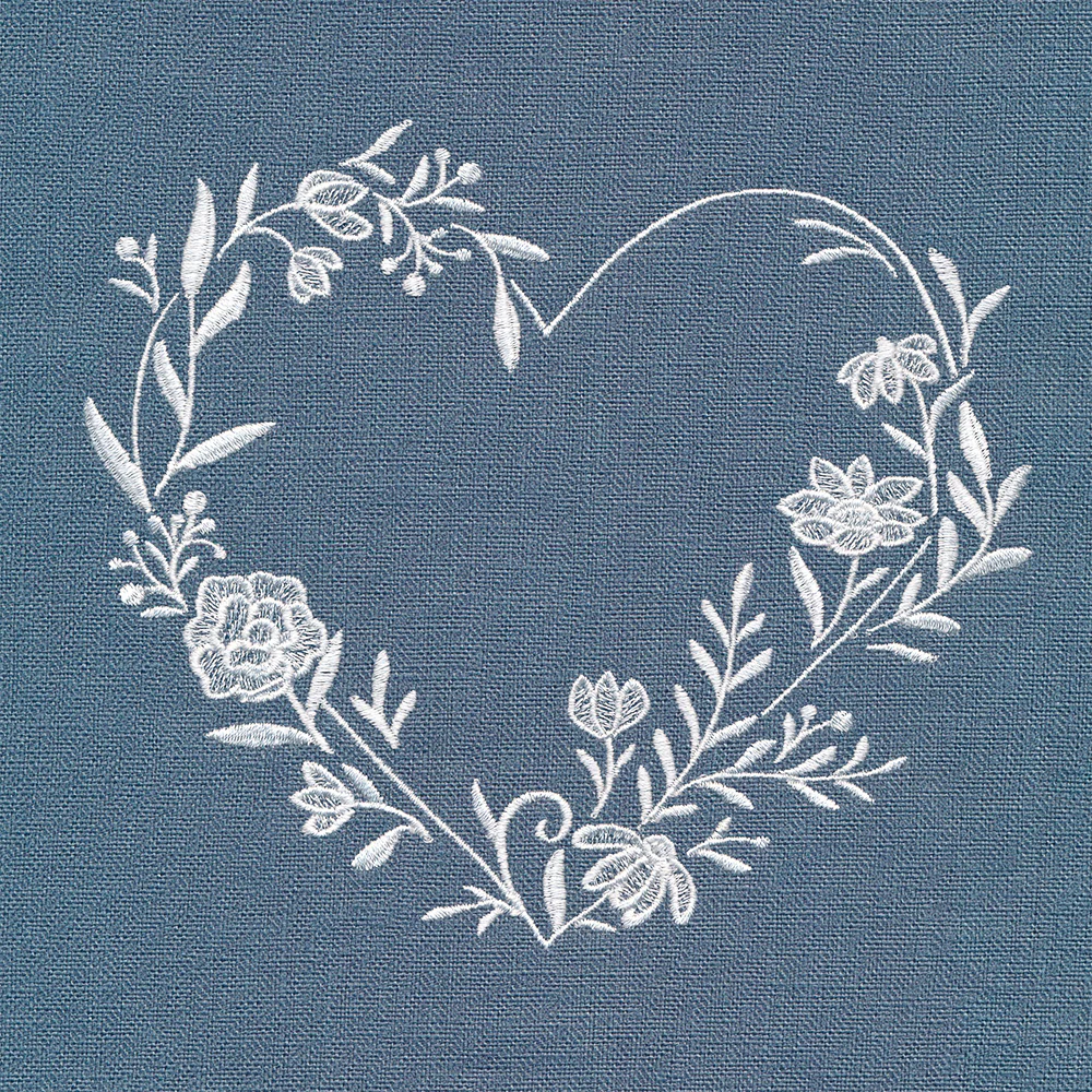 Heirloom Flowers - Heart Wreath (Whitework) - Image 3