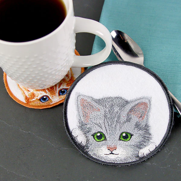 Here Kitty Kitty Coaster 1 (In-the-Hoop) - Image 5