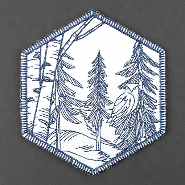 Hexagon Winter Scene Coaster 1 (In-the-Hoop) - Image 4