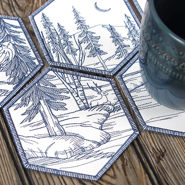 Hexagon Winter Scene Coaster 3 (In-the-Hoop) - Image 9