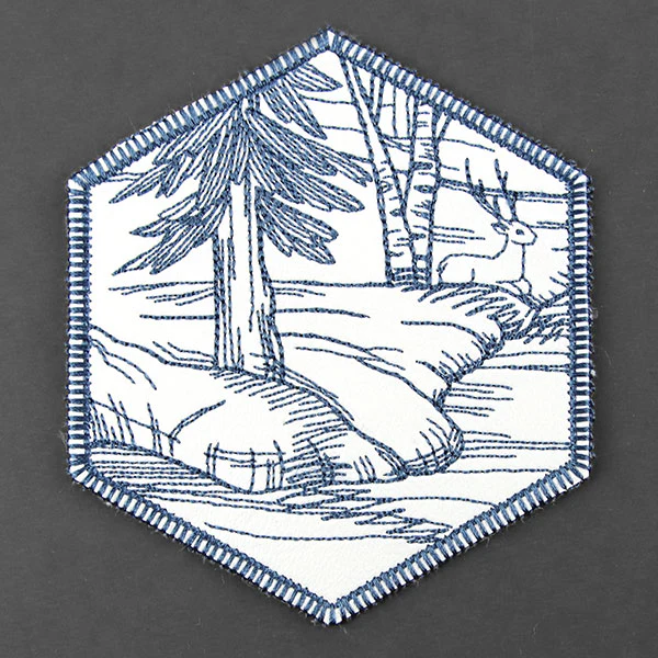 Hexagon Winter Scene Coaster 4 (In-the-Hoop) - Image 4