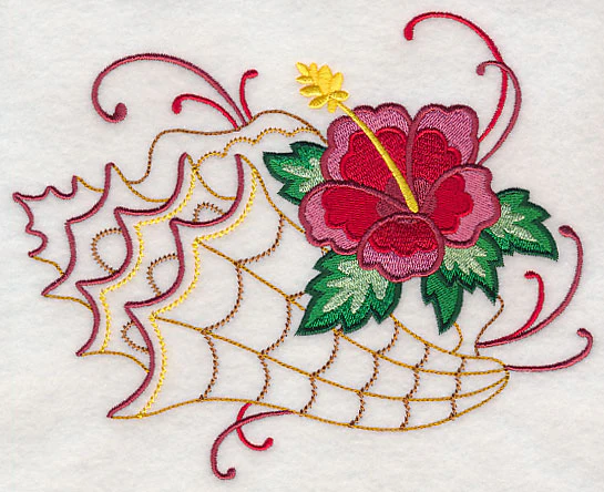 Hibiscus and Conch Shell (Vintage) - Image 3