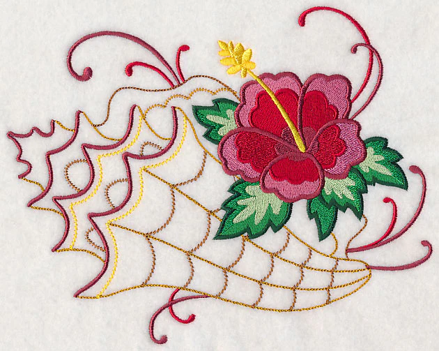Hibiscus and Conch Shell (Vintage) - Image 6