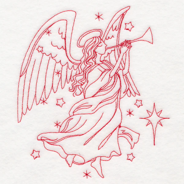 Holy Night Nativity - Angel (Redwork) - Image 2