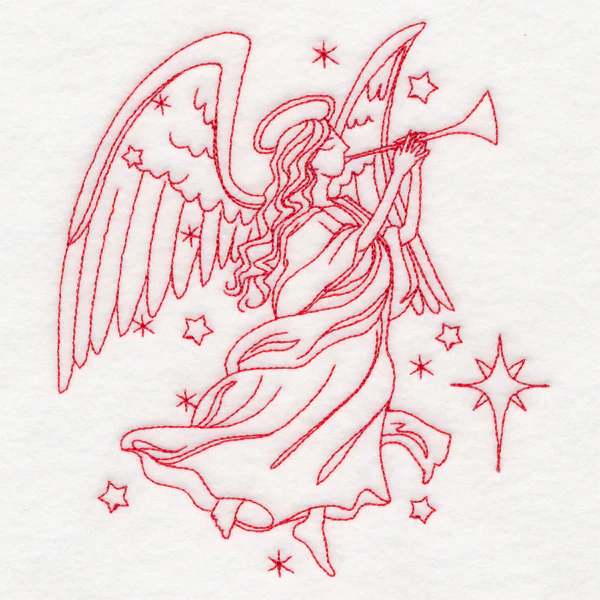Holy Night Nativity - Angel (Redwork) - Image 3