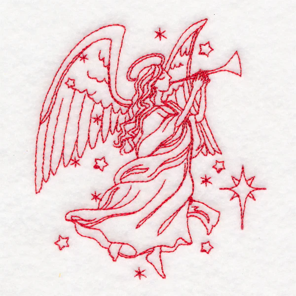 Holy Night Nativity - Angel (Redwork) - Image 5