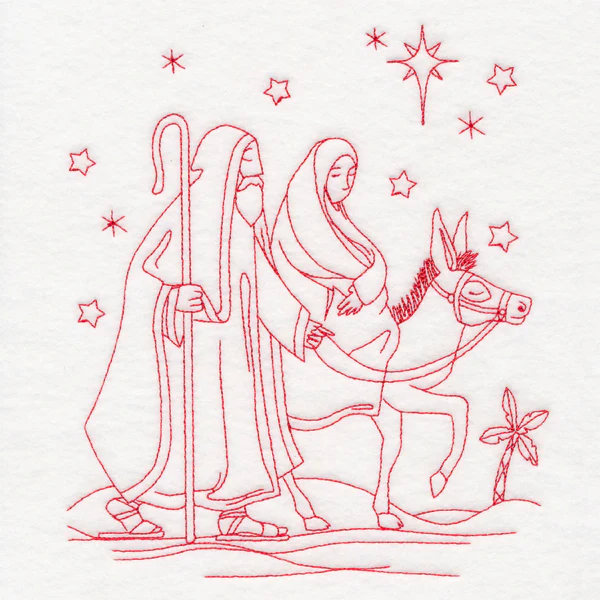 Holy Night Nativity - Mary & Joseph (Redwork)