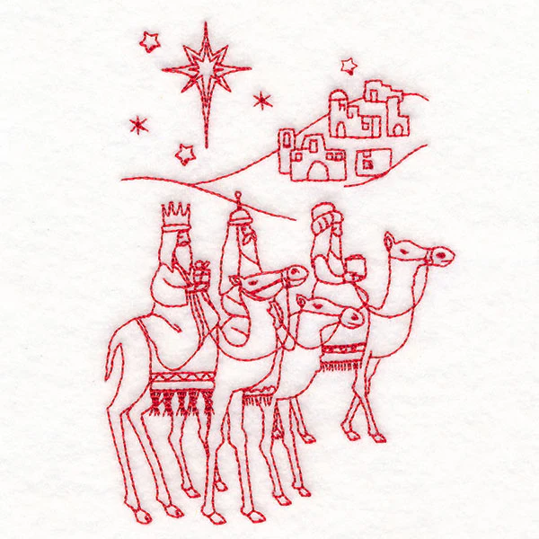 Holy Night Nativity - Three Wise Men (Redwork) - Image 4