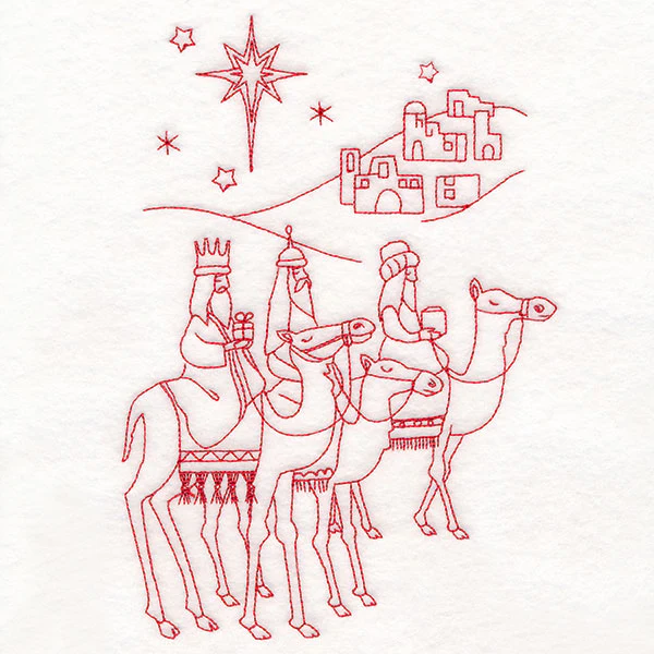 Holy Night Nativity - Three Wise Men (Redwork) - Image 6