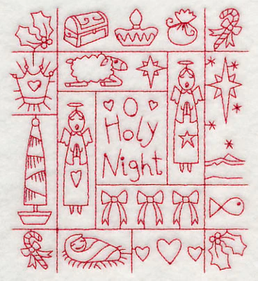Holy Night Shadow Box (Redwork) - Image 3