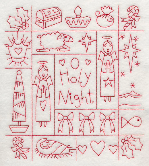Holy Night Shadow Box (Redwork) - Image 4