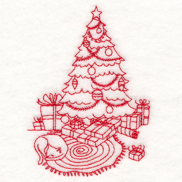 Home for Christmas - Cozy Christmas Tree (Redwork) - Image 5