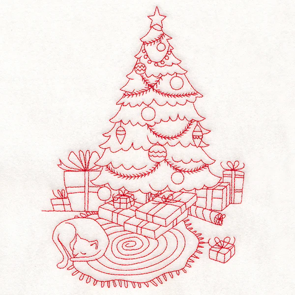 Home for Christmas - Cozy Christmas Tree (Redwork) - Image 6